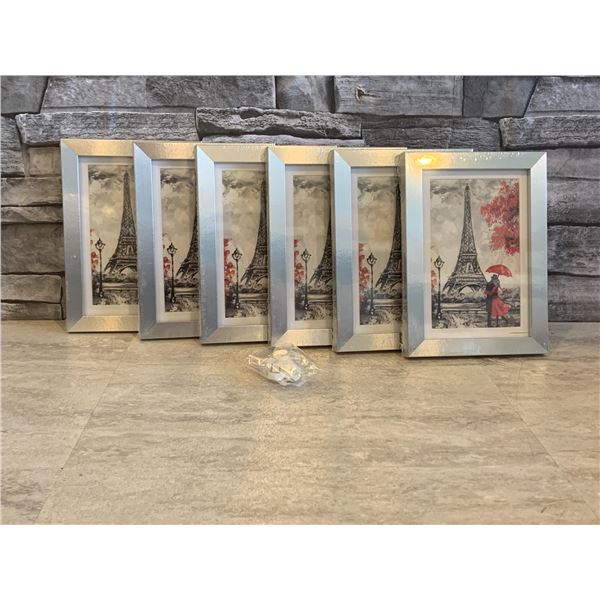 Picture Frames - 4 x 6 - Set of 6 - Silver - New