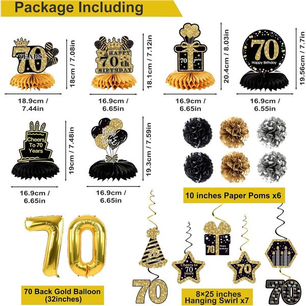 70th (1954) Birthday Decorations - 24PCS - New