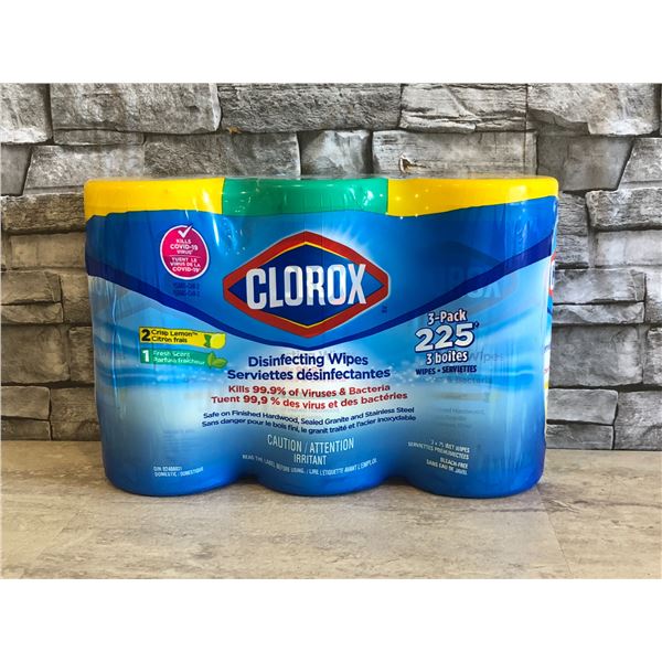 Clorox Disinfecting Wipes 3 Pack 225 Wipes 2 Crisp Lemon 1 Fresh Scent - Brand New