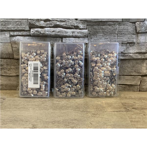 Lot of 3 - Steel Thumbtacks - 600 Pcs / Pack - New