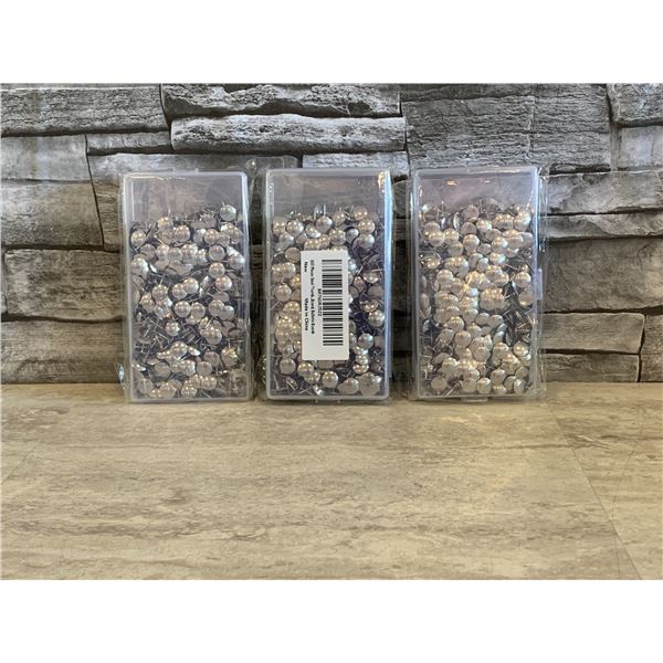 Lot of 3 - Steel Thumbtacks - 600 Pcs / Pack - New