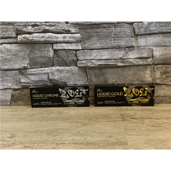 Lot of 2 - Zoet Liquid Chrome Shine Bright Together Outline And Fill 3Pcs - 1 x Silver & 1 x Gold - 