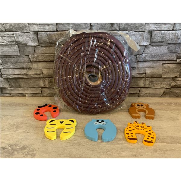Baby Proofing Foam - 16ft - Burgundy & Set of 5 Finger Pinch Guards - New