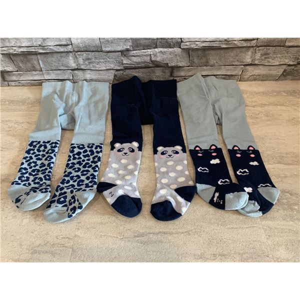 Girl's Knitted Tights - 0-2y - Set of 3 - New