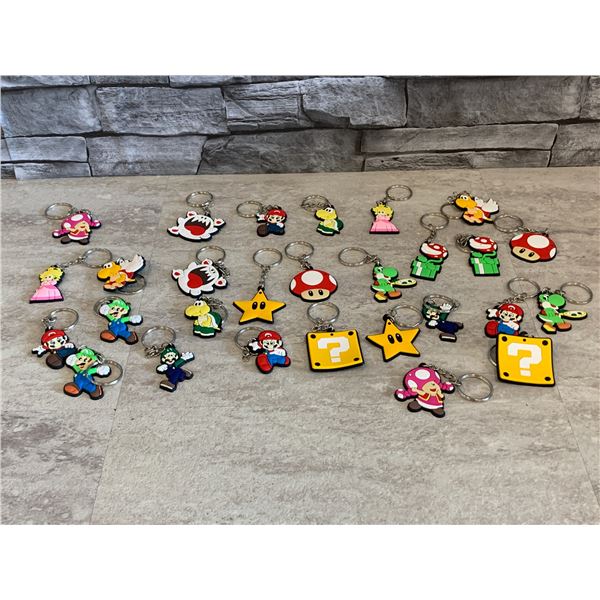 Assorted Super Mario Keychains - 28 Pcs - New
