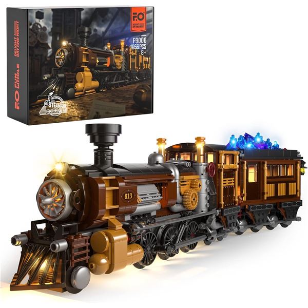 Funwhole LED Train Lighting Building Bricks Set - Steampunk Ore Train - 1056 Pieces