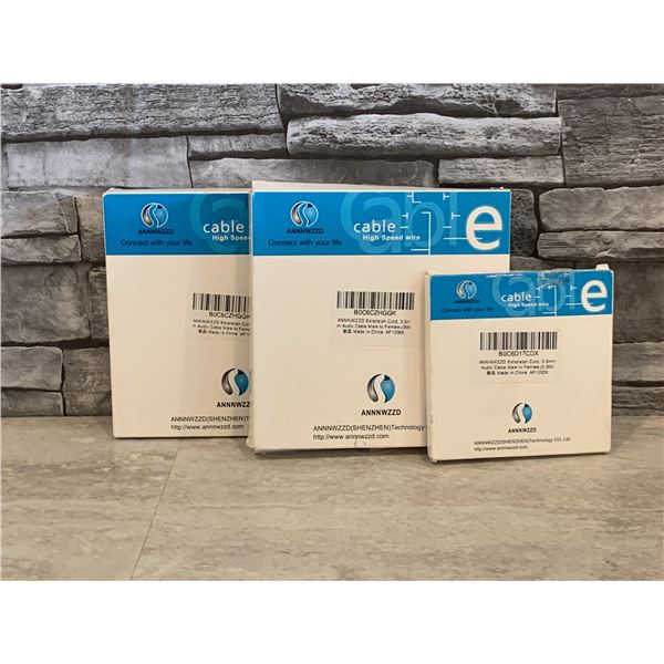 Lot of 3 Assorted Audio Cords - New