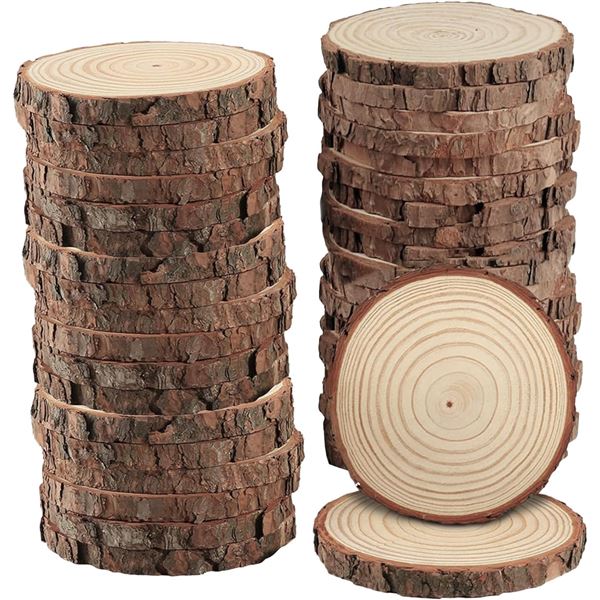 Natural Wood Slices - 40 Pcs - 2-2.5" in Size - New