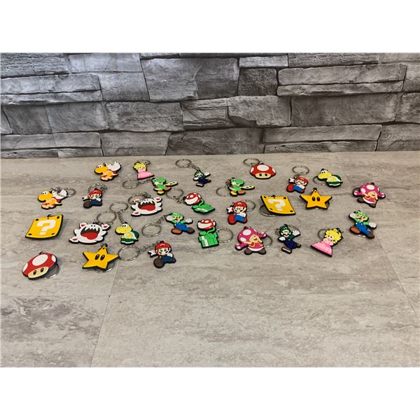 Assorted Super Mario Keychains - 28 Pcs - New
