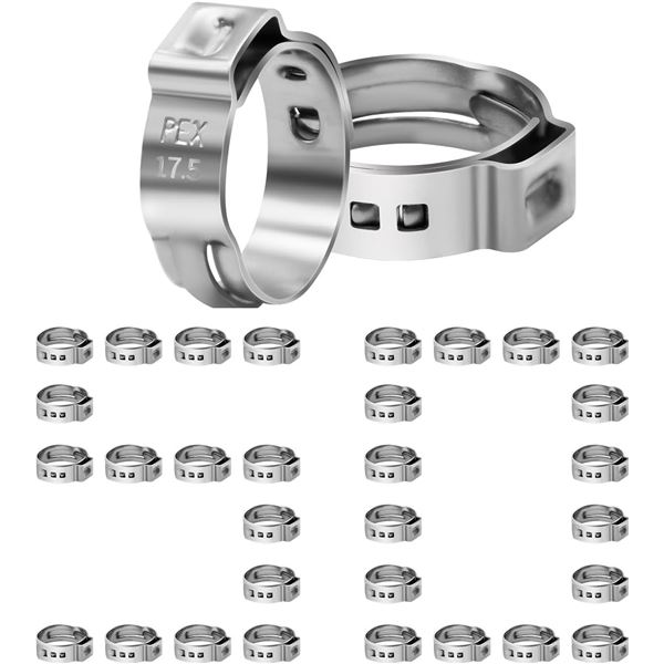 Stainless Steel Single Ear Hose Clamps  - 1/2" - 50 Pcs - New