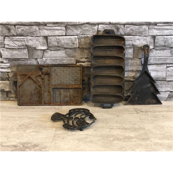 Lot of 4 Decorative Cast Iron Items