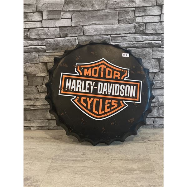Large "Harley Davidson" Aluminum Bottle Cap Wall Sign - 16"