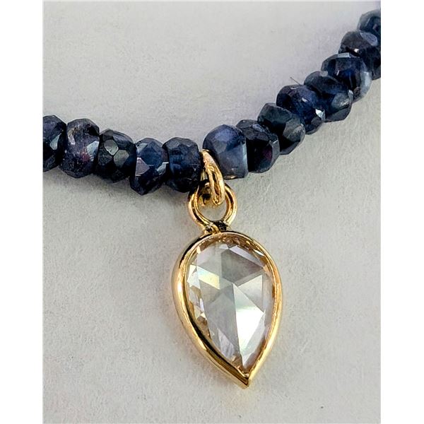 $10K(6.4G), LAB DIAMOND (0.4CT), SAPPHIRE (25CT)NECKLACE 16", APPRAISED VALUE $1000