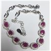 Image 1 : SILVER(8.88G), RUBY (3.6CT), CZ  (0.4CT) BRACELET 7.5", APPRAISED INSURANCE VALUE $900