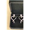 Image 1 : NEW PLATINUM PLATED 44.0MM PINK SIMULATED DIAMOND (CZ) HEART DANGLE EARRINGS