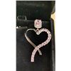 Image 3 : NEW PLATINUM PLATED 44.0MM PINK SIMULATED DIAMOND (CZ) HEART DANGLE EARRINGS