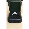 Image 4 : NEW 925S 2.0 SIMULATED DIAMOND (CZ) TRINITY RING WITH PEAR SIDE STONES, SIZE 7.5, MOUNTED IN 925