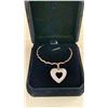 Image 1 : NEW 18K GOLD PLATED 20.0MM SIMULATED DIAMOND (CZ) HEART NECKLACE, CHAIN 17" LONG