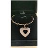 Image 2 : NEW 18K GOLD PLATED 20.0MM SIMULATED DIAMOND (CZ) HEART NECKLACE, CHAIN 17" LONG
