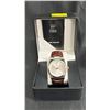 Image 2 : MEN'S ERNEST FERDINAND DAY/DATE WATCH WITH LEATHER STRAP IN BOX: 3ATM WATER RESISTANT