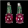 Image 1 : RUBY AND GREEN CZ EARRINGS IN PLATED 925 STERLING SILVER