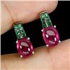 Image 2 : RUBY AND GREEN CZ EARRINGS IN PLATED 925 STERLING SILVER