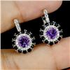 Image 2 : AMETHYST AND BLACK SPINEL EARRINGS IN 14K GOLD PLATED 925 STERLING SILVER
