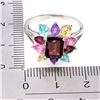 Image 3 : MULTIPLE GEMSTONE RING IN 14K WHITE GOLD-PLATED 925 STERLING SILVER (SIZE 8)
