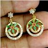 Image 2 : MARQUISE CUT EMERALD AND RUBY FLOWER EARRINGS IN 14K WHITE GOLD-PLATED 925 STERLING SILVER