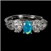 Image 1 : BLUE OPAL RING IN 14K WHITE GOLD-PLATED 925 STERLING SILVER (SIZE 7)