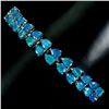 Image 2 : BLUE OPAL BRACELET IN 14K WHITE GOLD-PLATED 925 STERLING SILVER  6.5 INCHES LONG