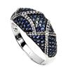 Image 1 : DIAMOND CUT BLUE SAPPHIRE AND WHITE TOPAZ RING IN PLATED 925 STERLING SILVER