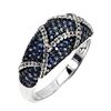 Image 2 : DIAMOND CUT BLUE SAPPHIRE AND WHITE TOPAZ RING IN PLATED 925 STERLING SILVER