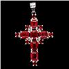 Image 1 : RUBY CROSS PENDANT IN 14K WHITE GOLD-PLATED 925 STERLING SILVER