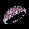 Image 2 : ROUND DIAMOND CUT PINK SAPPHIRE AND WHITE TOPAZ RING IN 14K WHITE GOLD-PLATED 925 STERLING SILVER