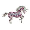 Image 2 : EMERALD, TANZANITE & RHODOLITE GARNET UNICORN BROOCH IN 14K WHITE GOLD-PLATED 925 STERLING SILVER