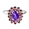 Image 1 : AMETHYST AND RHODOLITE GARNET RING IN 14K WHITE GOLD-PLATED 925 STERLING SILVER