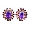 Image 1 : AMETHYST AND RHODOLITE GARNET EARRINGS IN 14K WHITE GOLD-PLATED 925 STERLING SILVER