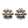 Image 1 : AMETHYST AND CHROME DIOPSIDE EARRINGS IN 14K WHITE GOLD-PLATED 925 STERLING SILVER