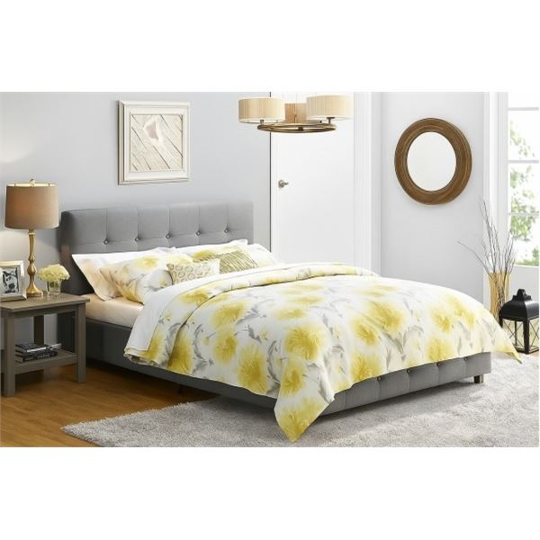 GRACE KING SIZE GREY LINEN BED FRAME *NEW IN BOX* (2 BOXES)