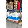 Image 1 : PALLET OF ASSORTED ITEMS INCLUDING; LUGGAGE VINTAGE POS MACHINE, LAWN CHAIR & MORE