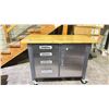 Image 2 : MOBILE 4 DRAWER SINGLE DOOR WOODEN TOP WORKBENCH - APPROX. 48"W X 24"D X 37"H