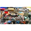 Image 1 : SHELF OF SMALL HAND TOOLS, INGERSOLL RAND SANDER, DIAL GAUGES, WORKLIGHT & HEADLIGHT SYSTEM