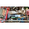 Image 4 : SHELF OF SMALL HAND TOOLS, INGERSOLL RAND SANDER, DIAL GAUGES, WORKLIGHT & HEADLIGHT SYSTEM