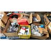 Image 1 : PALLET OF ASSORTED HARDWARE, CABLES, CLAMP ON SQUARES, CIRCUIT BOXES & MORE