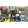 Image 1 : SHELF OF ASSORTED ITEMS INCLUDING; WRENCH SETS, BOOSTER CABLES, STAINLESS STEEL PICK SET & MORE