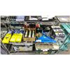 Image 1 : SHELF OF ASSORTED ITEMS INCLUDING; MAGNETIC BALLASTS, SAWHORSE BRACKETS, UNIVERAL AC SUPPORT