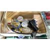 Image 2 : SHELF OF ASSORTED ITEMS INCLUDING; PRESSURE GAUGES, SHELF BRACKETS, HAND TOOLS & MORE