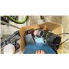 Image 1 : BOX OF ASSORTED ITEMS INCLUDING; MOTOR OIL, TAP & DIE SET, AIR FILTER & MORE