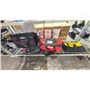 Image 1 : SHELF OF ASSORTED EMPTY TOOL BAGS & PAIR OF TIN SHEARS